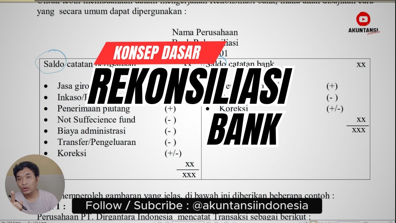 Konsep Dasar Rekonsiliasi Bank dalam catatan Akuntansi Perusahaan