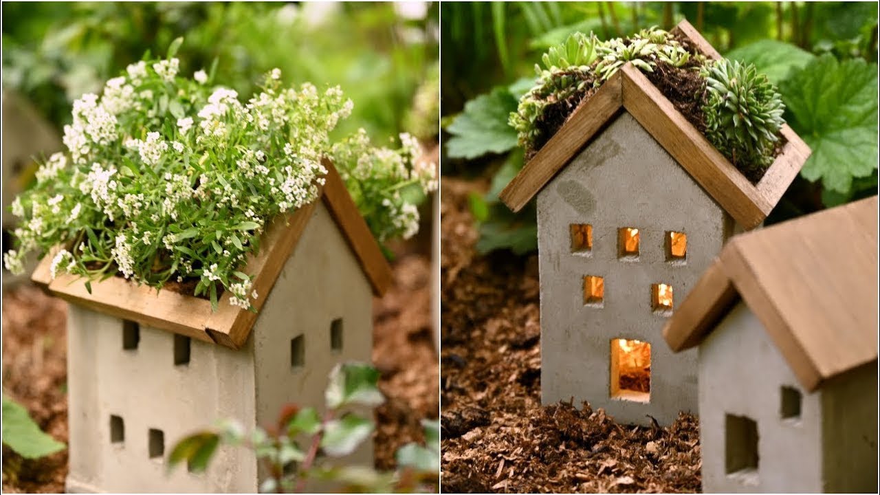 Hacer maceta de cemento | Jardineras de Hormigón en forma de Casa