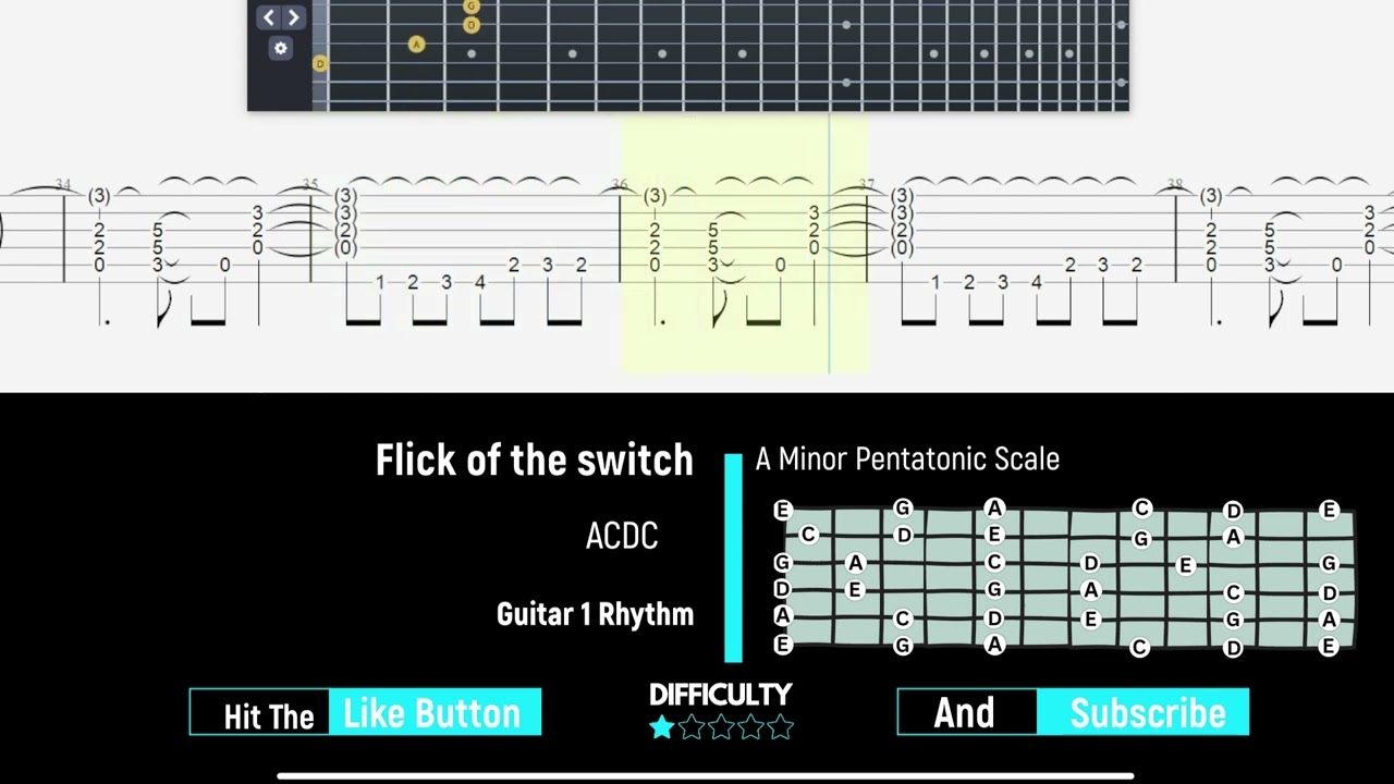 AC/DC - Flick of the switch - Guitar 1 Solo - Guitartabs23