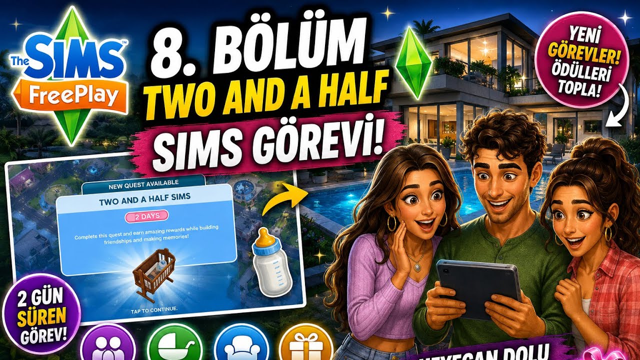 🔥 Sims FreePlay: Как пройти 8 уровень и задание “Two and a Half Sims”?