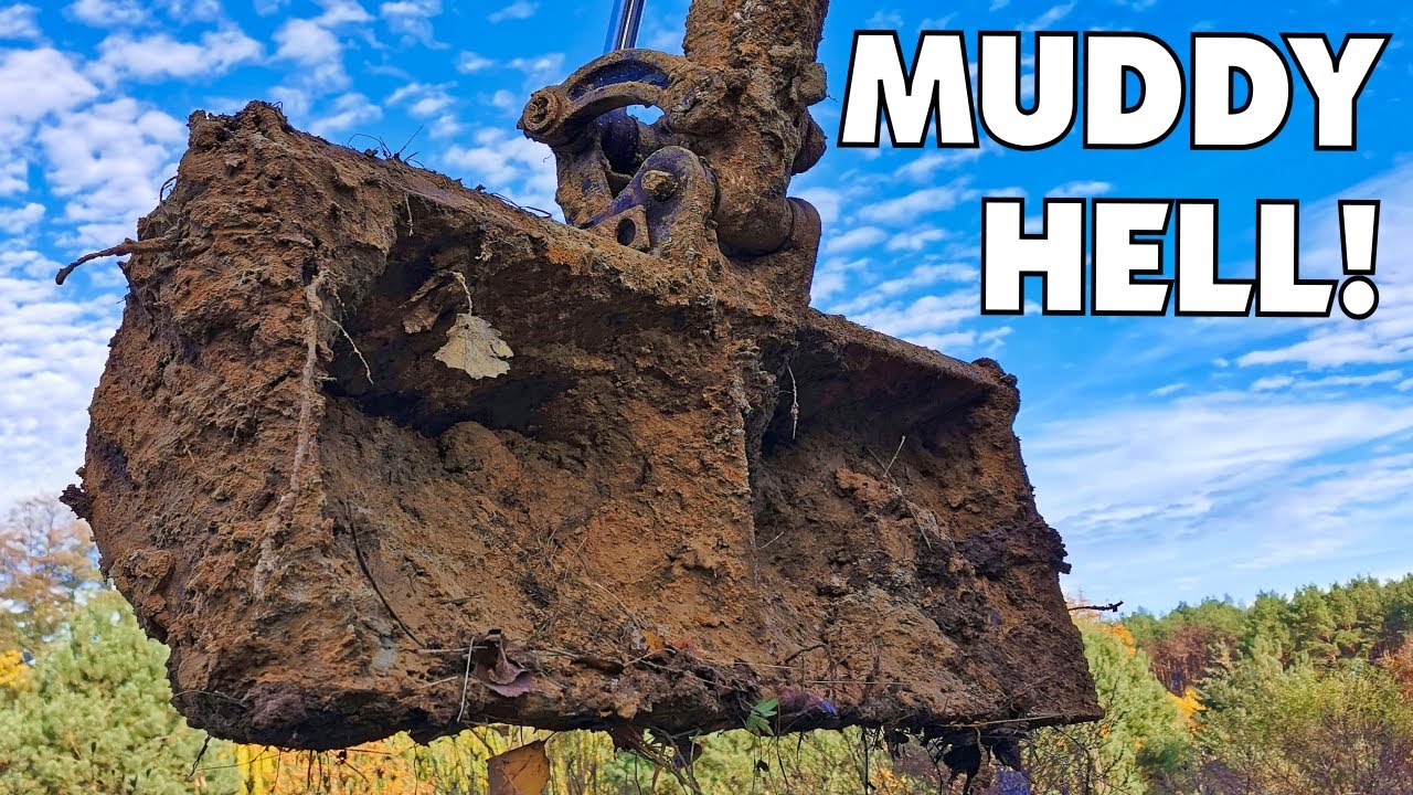 Extremely Dirty Mini Digger Wash. It Was Stuck In The Mud!