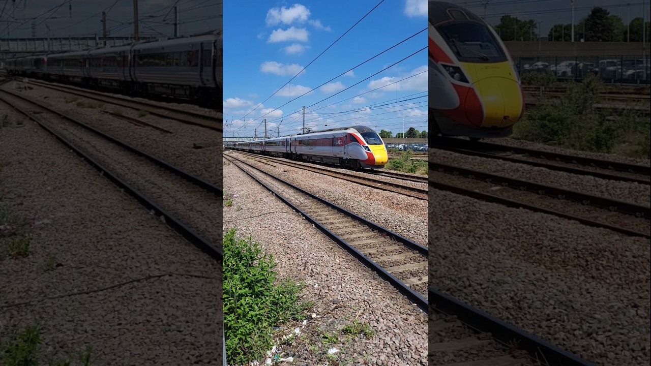 LNER Azuma 800209 and 801202 passing Peterborough. #train #railway