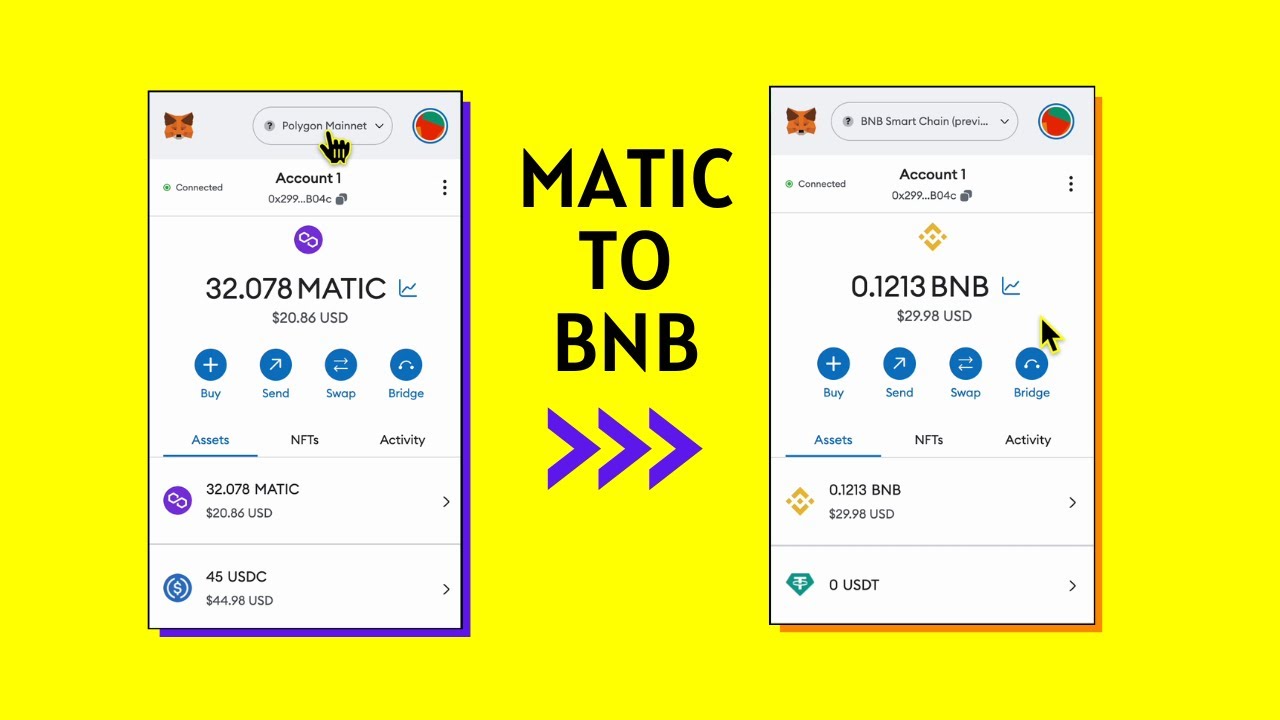 Convert Matic Polygon To BNB on Smart Chain (BSC) - Live Demo