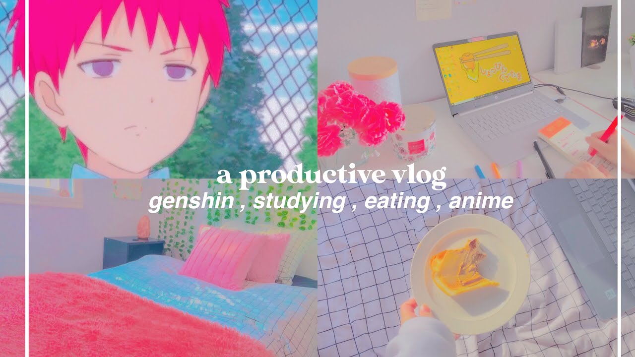 a productive vlog: genshin, studying and anime [ ft. xysy's clips ]