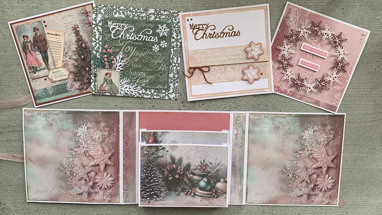 Deel 2; 4 kaarten voor in het kaarten (opberg) mapje met JMA Christmas Blush collectie 