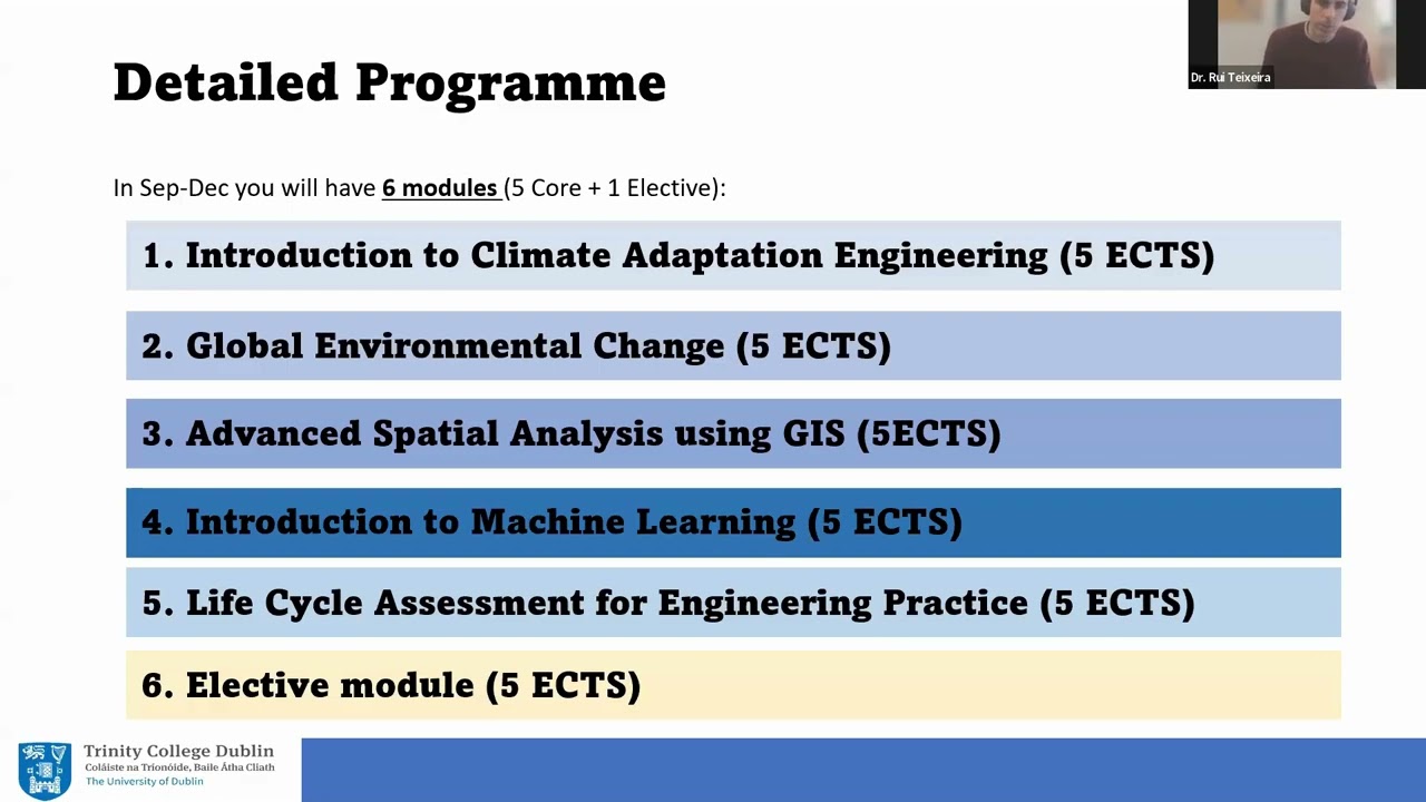 Information Session on MSc in Climate Adaptation Engineering at Trinity College Dublin