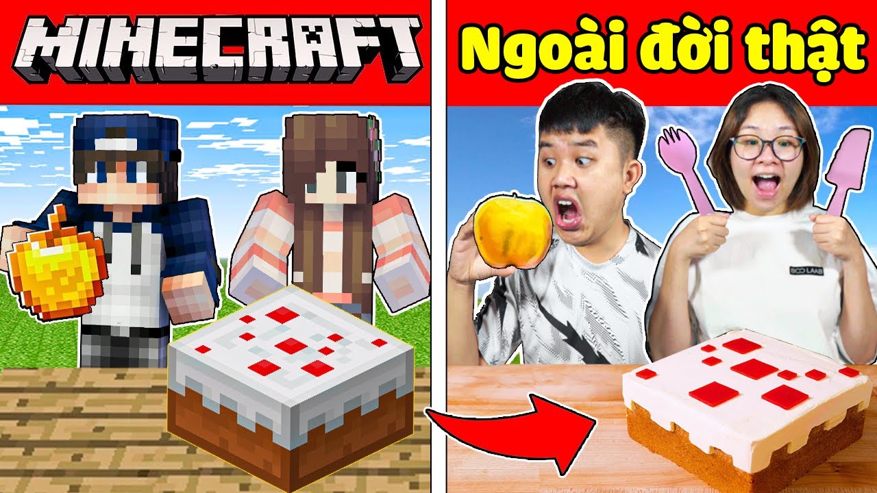 bqThanh Vlog Thử Thách Ăn Đồ Ăn Trong Minecraft Ngoài Đời Thật