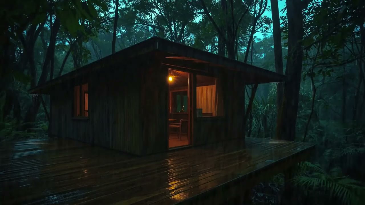 After Dark Rain Cabin | Gentle Guitar for Calm Nights