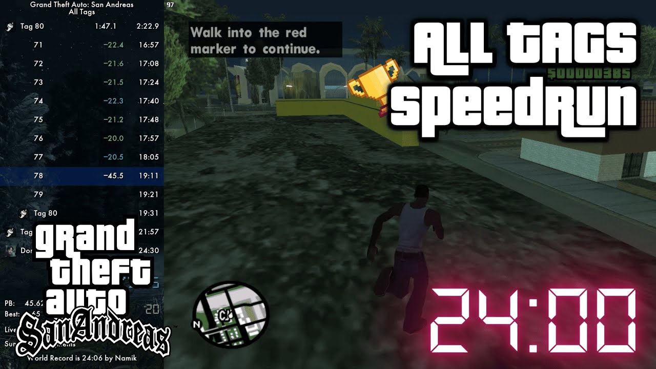 GTA: San Andreas Speedrun – All Tags in 24:00 [FWR]