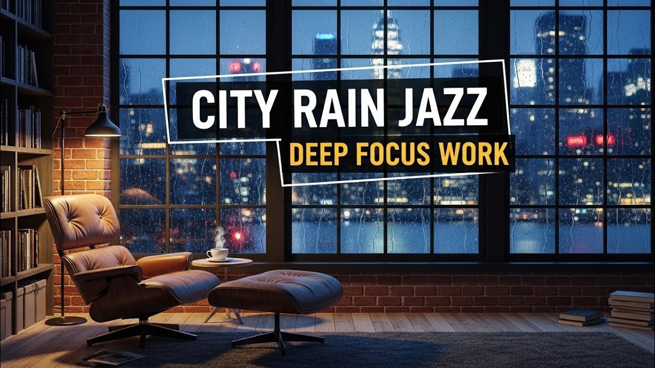 Warm Jazz Music & Rain Sounds from a New York Apartment | Relaxing Background Music