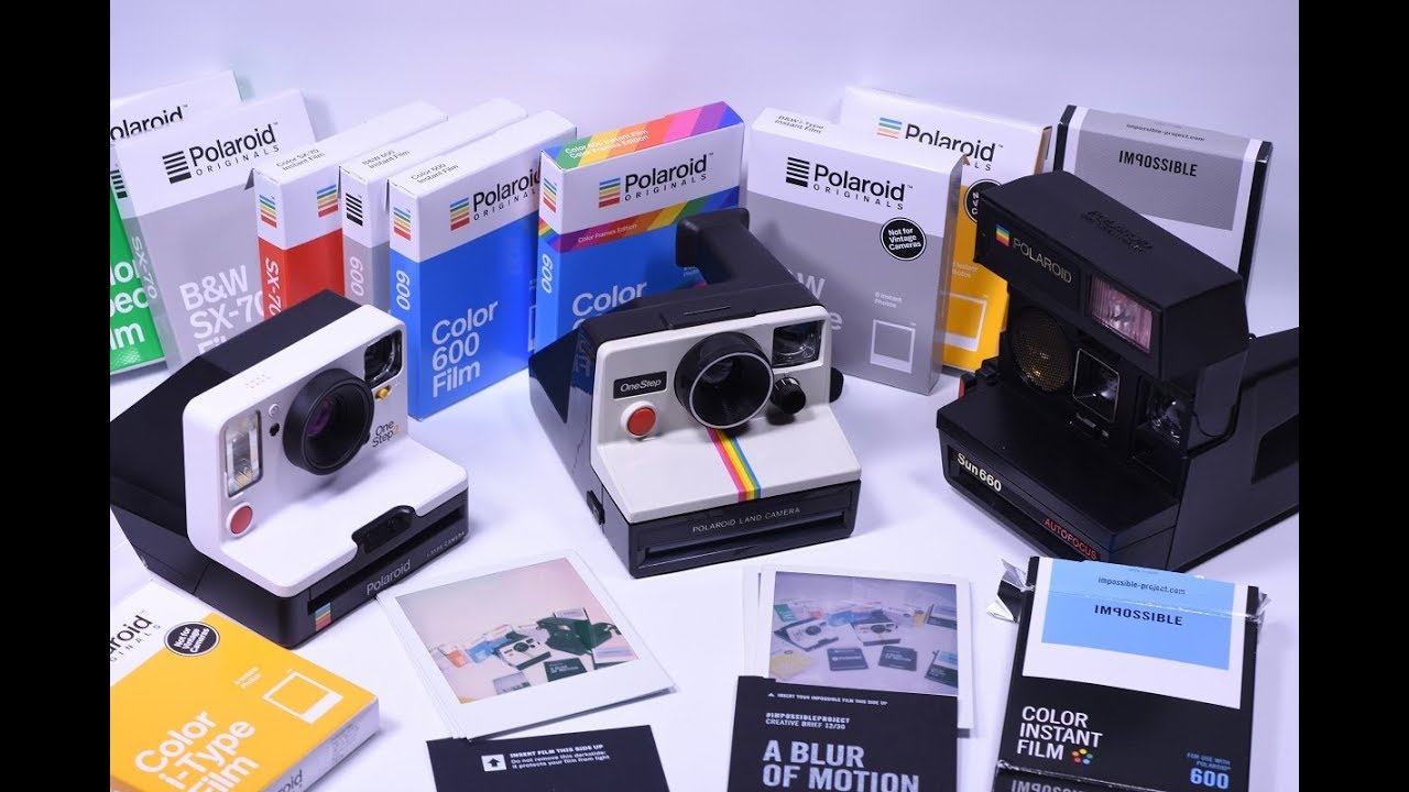 Polaroid Originals OneStep2 Camera &  i Type Film Vs  IMPOSSIBLE PROJECT Color 600 Film & Sun600 Cam