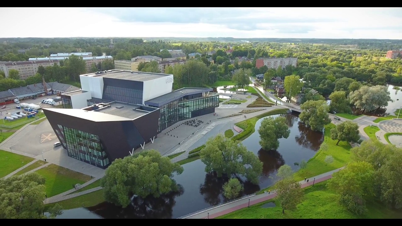 Rezekne, Latvia flooded river around GORS (4K)