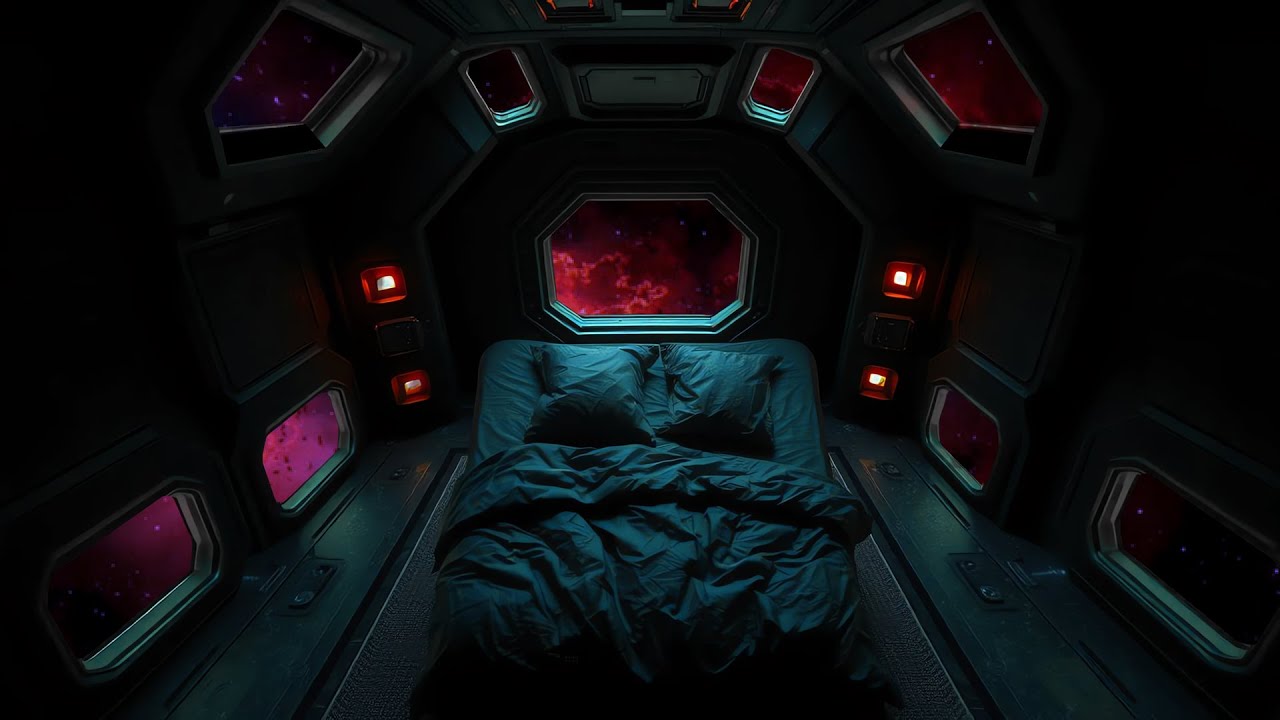Starship Sleeping Quarters | Sleep Sounds Pink Noise with Deep Bass 10 Hours