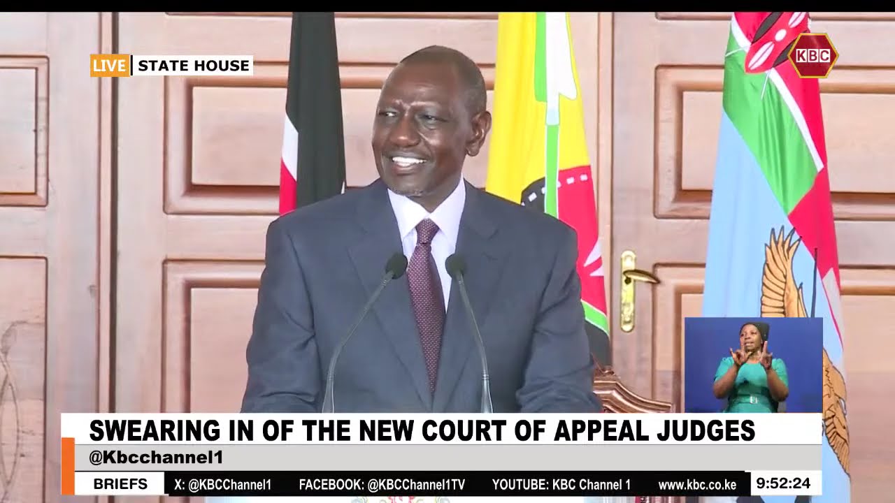 Ruto Presides Over the Swearing-In of 15 New Court of Appeal Judges (Full Speech)