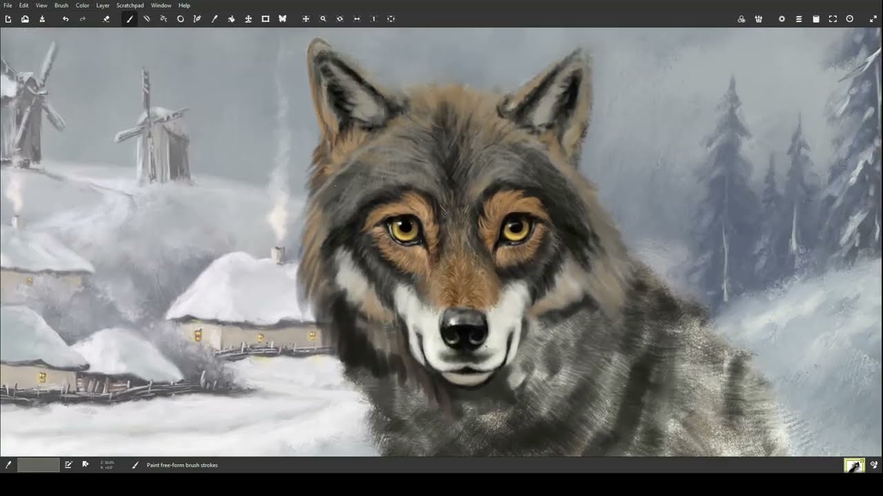 Wolf, A Quick Portrait Painting in MyPaint