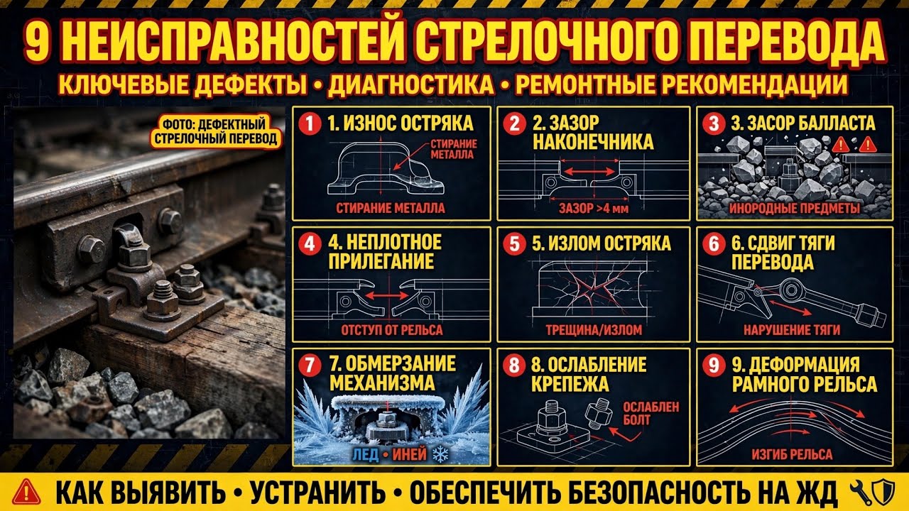 Девять неисправностей стрелочного перевода