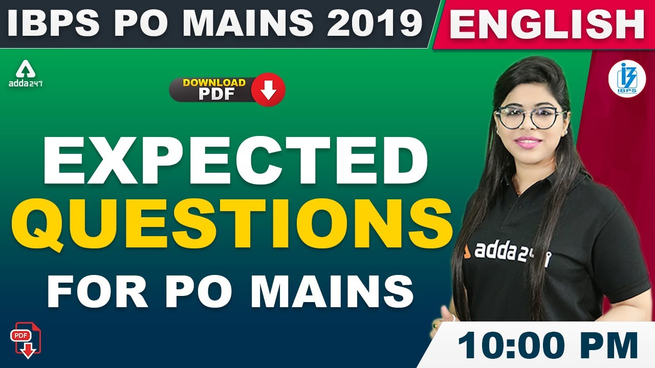 IBPS PO  2019 (Mains) | English | Expected Questions For IBPS  PO
