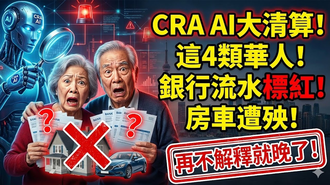 CRA啟動「淨資產」AI大清算！這4類華人長者的銀行流水已被標紅，再不解釋清楚，房子車子全遭殃！#CRA #淨資產 #稅務調查 #退休金 #加拿大稅務 #華人長者