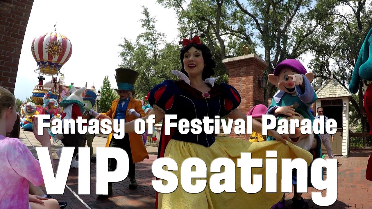 Festival of Fantasy Parade from VIP seats on the Liberty Square bridge in 4k