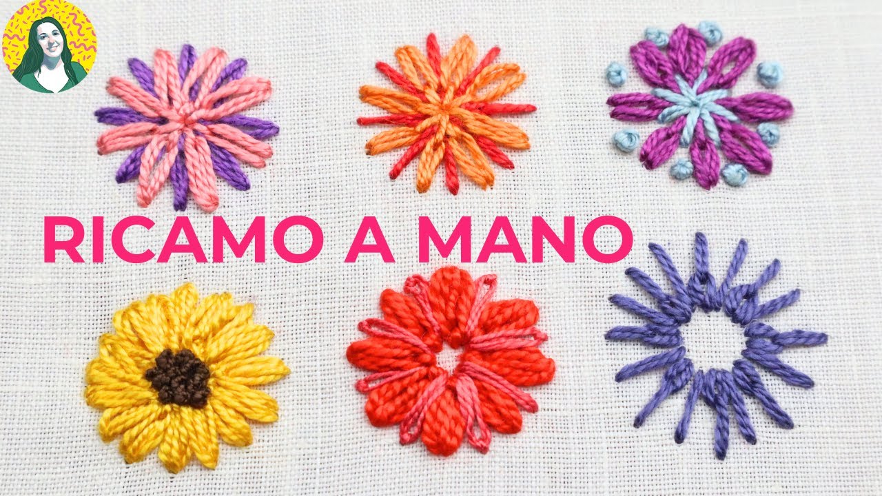 6 fiori semplici ricamati | RICAMO A MANO