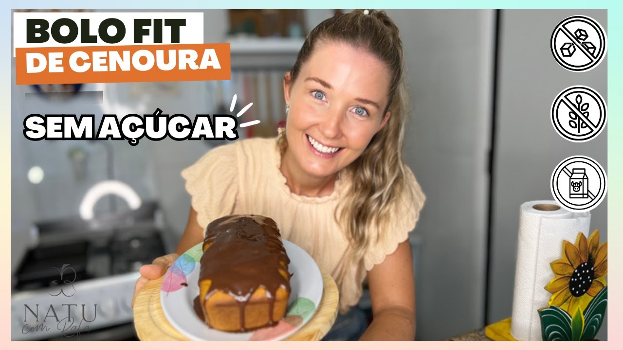 BOLO CENOURA FIT COM COBERTURA DE CHOCOLATE MELHOR RECEITA SEM AÇÚCAR