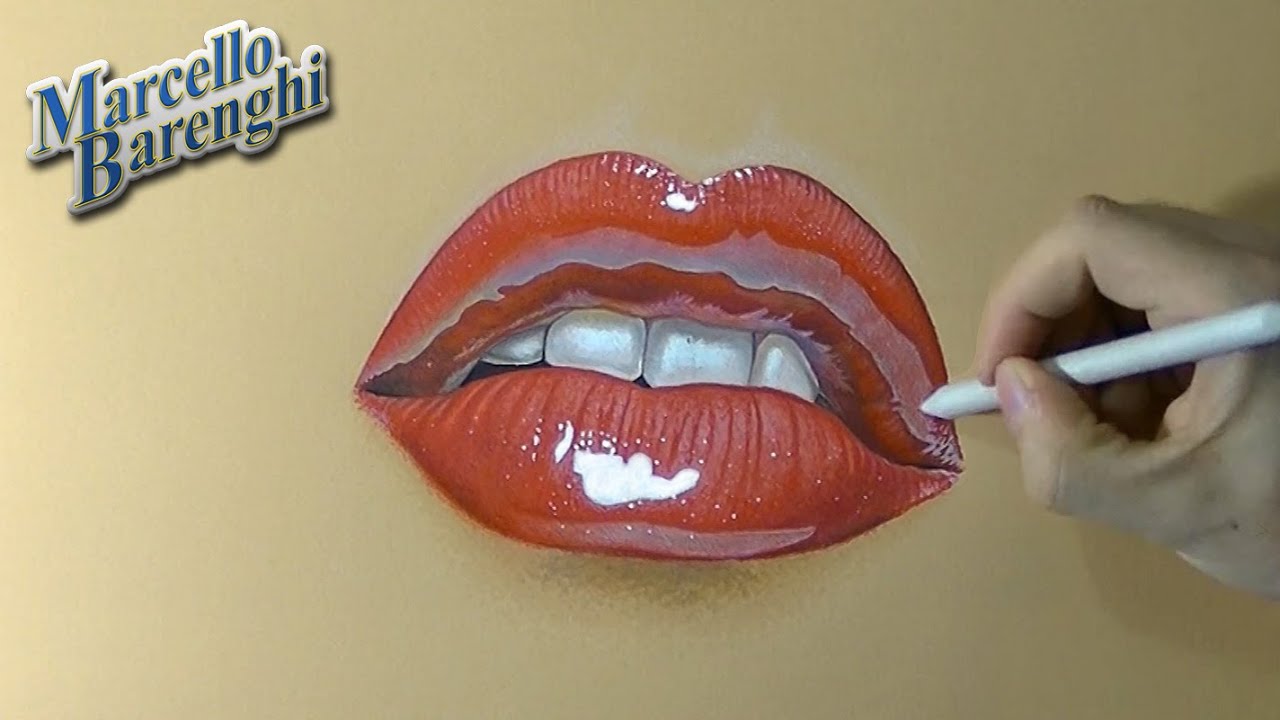 Drawing of a mouth with cute red lips