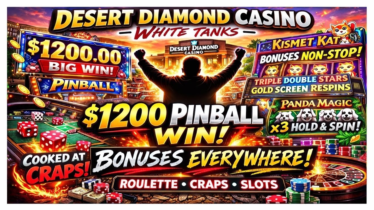 BONUS MADNESS at Desert Diamond! $1200 Pinball Win… Then I Got COOKED! 🎰 #Slots #casino 