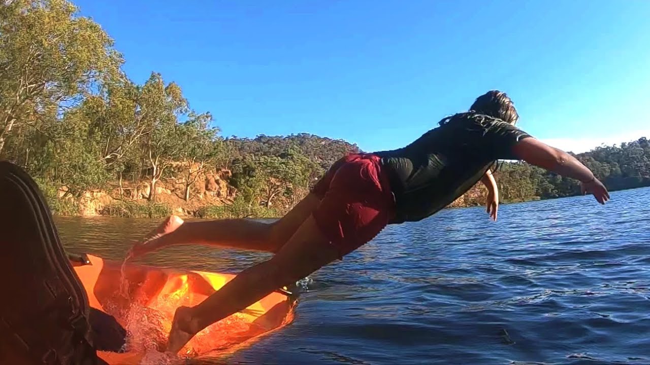 Kayak swimming at Eldorado top cut dredge hole