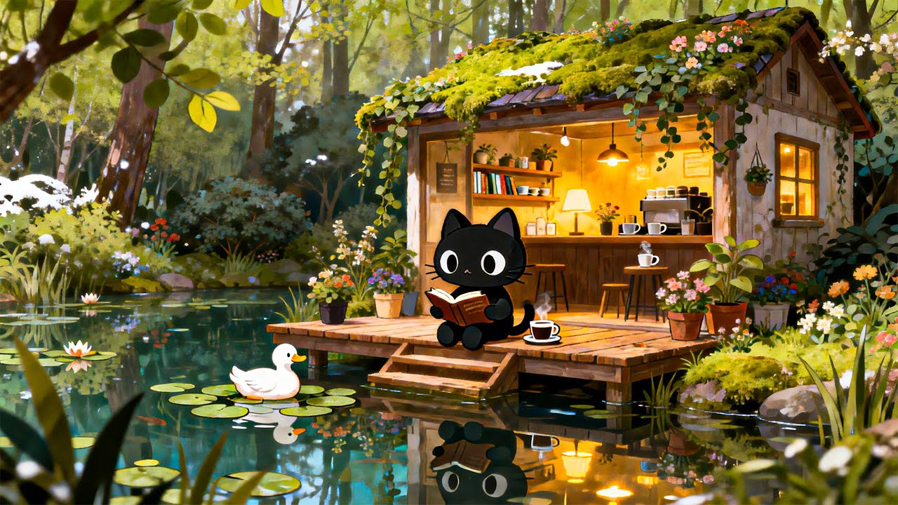 Rainy Coffee Moments with Cat ☕ Soft Jazz Music to Relax