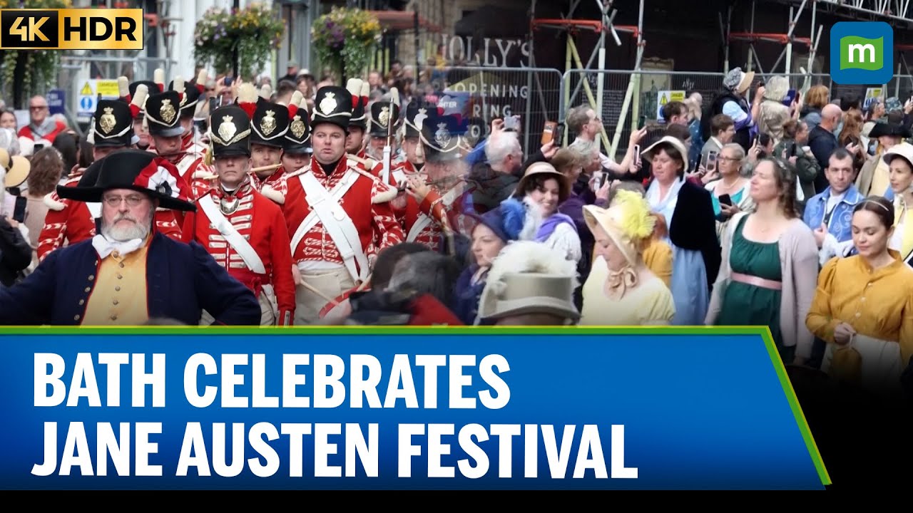 Тысячи людей прошли парадом в Бате в нарядах эпохи Регентства в честь 250-летия со дня рождения Д...