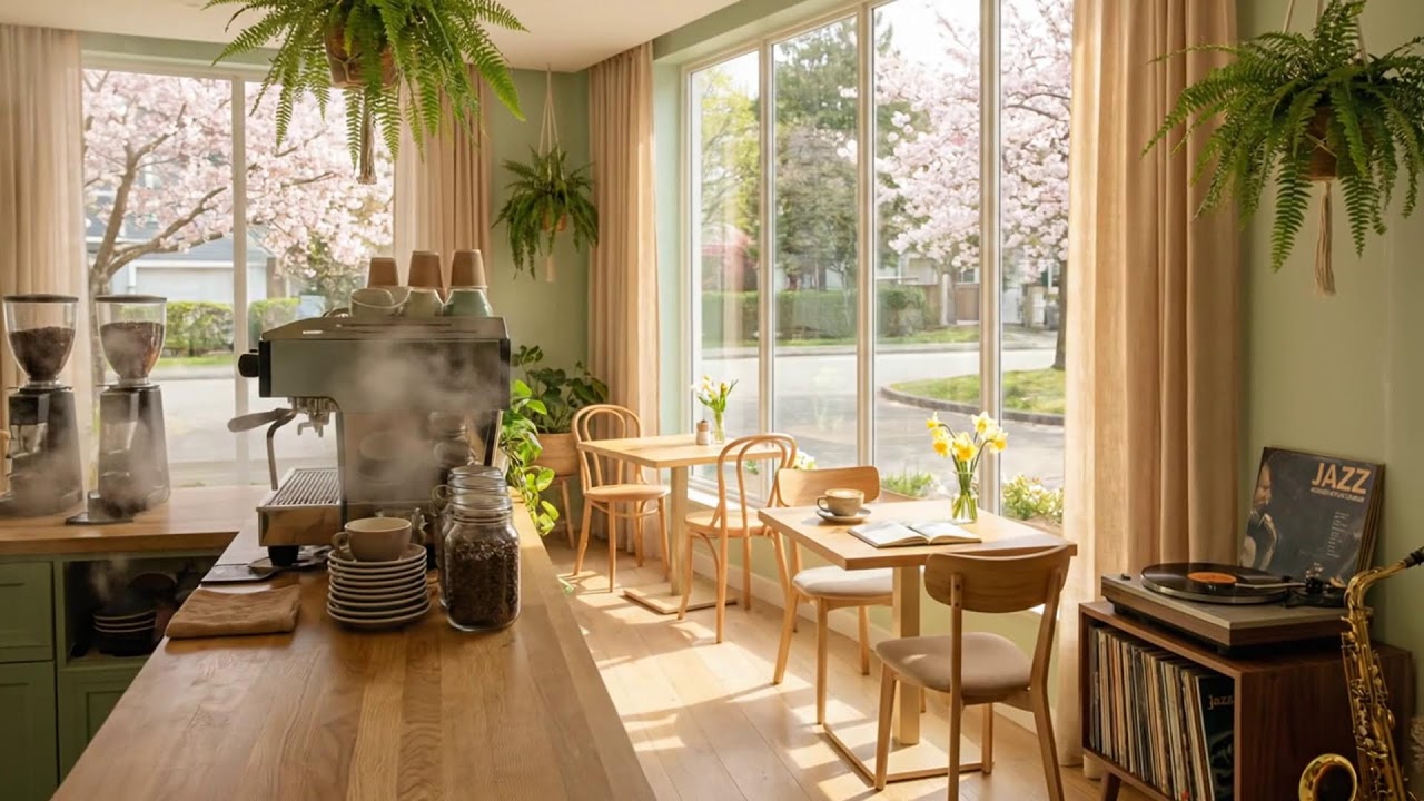 コーヒーと春の流れ 🌿🎶 リラックスしたカフェの音楽