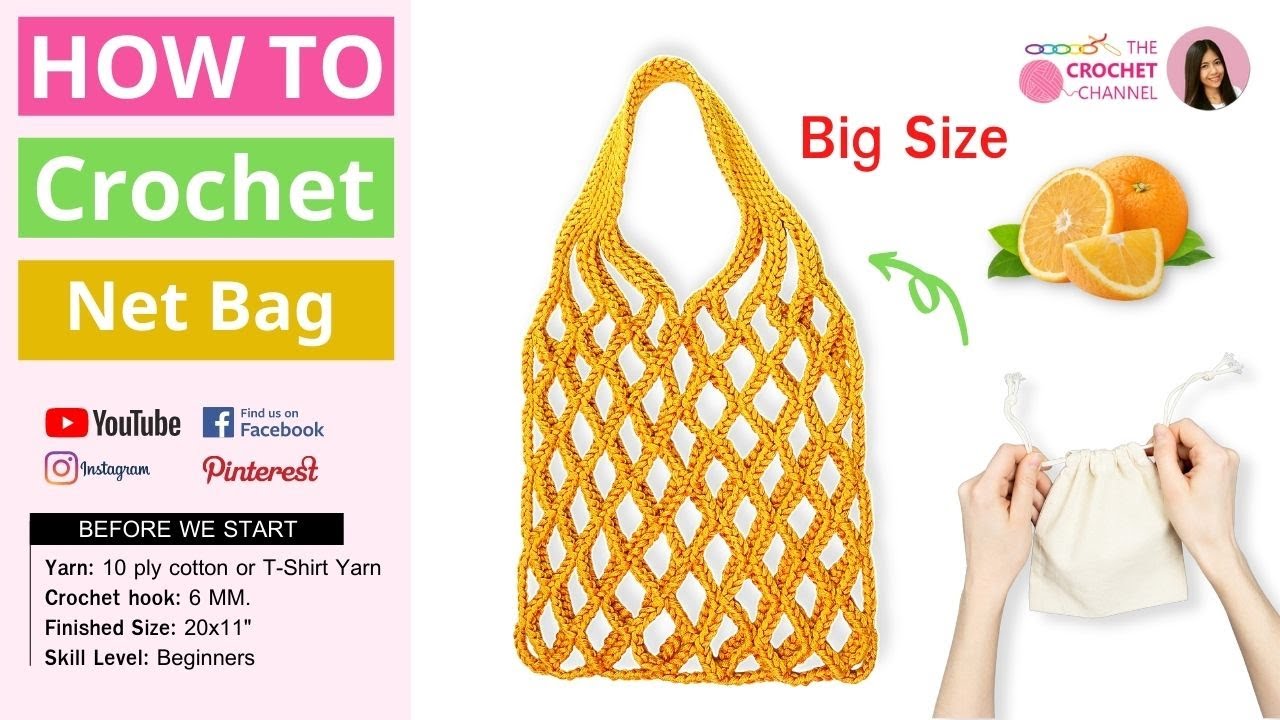How To Crochet A Market Bag Net Bag Crochet Tutorial Pattern Step by Step Super Easy 🔥 Book Bag 🔥