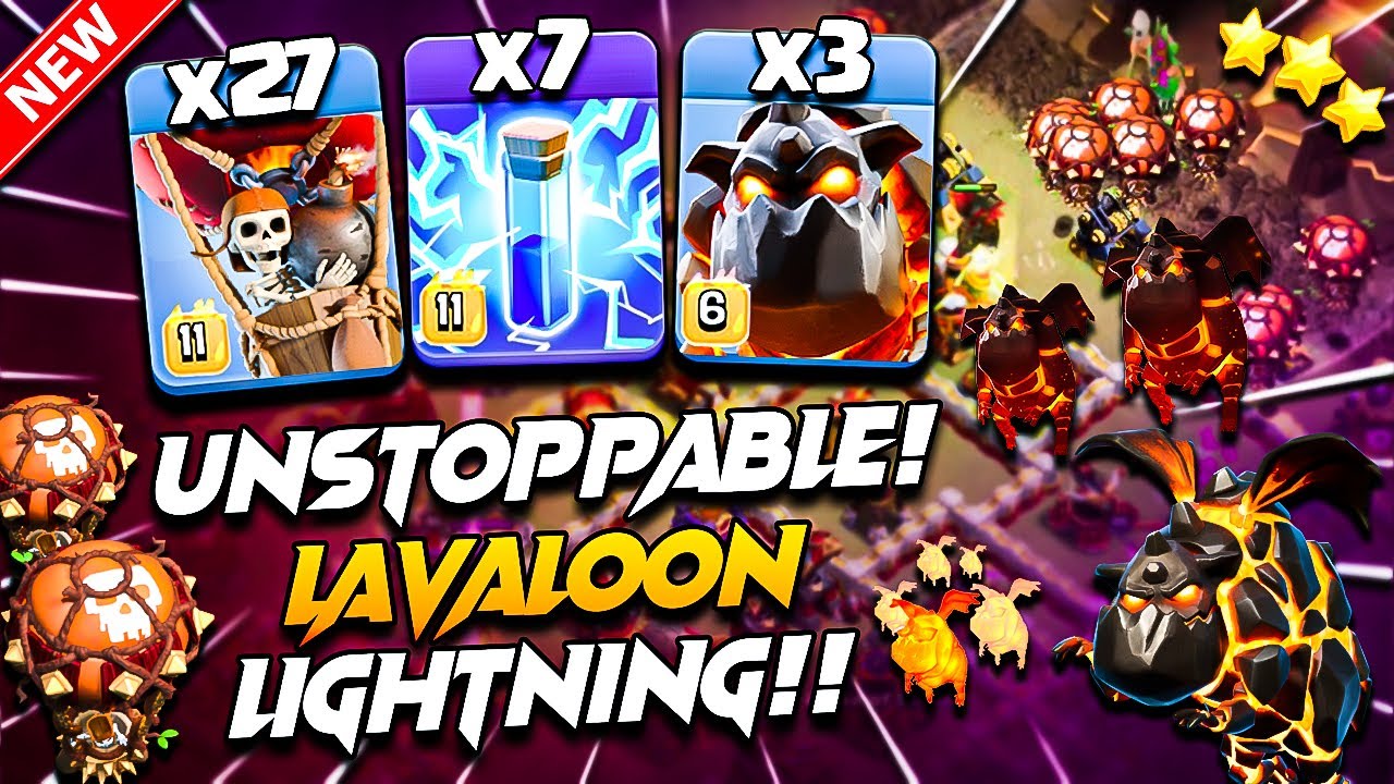 Easily 3 Star TH16 LAVALOON Attack With Lightning Spell (Clash Of Clans) | Best Th16 Attack Strategy