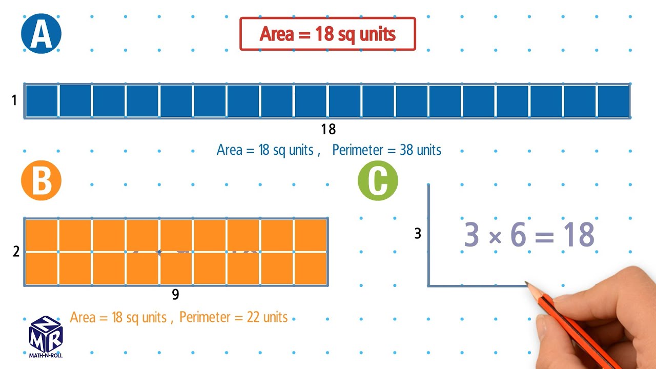 Same Area, Different Perimeters. Grade 3