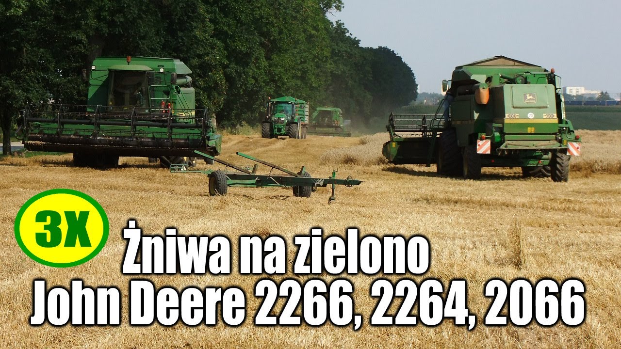 Żniwa 2020 - w polu 3x John Deere 2266, 2264, 2066