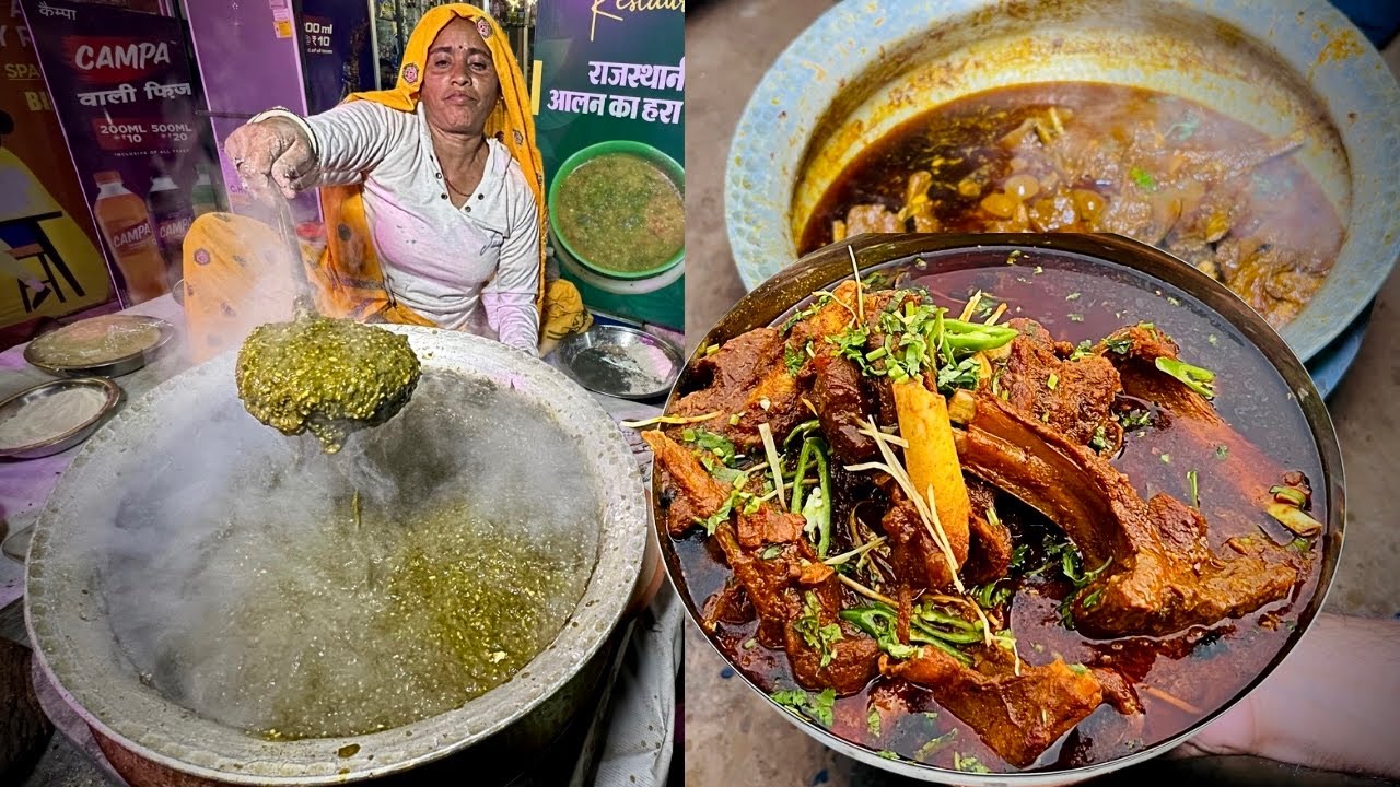 चुल्हे वाला देसी Veg-Nonveg सब यही खिलाते है🔥MUTTON RARA & (आलन का साग़) MK3 Restaurant Jaipur