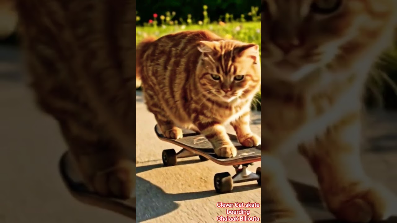 Clever Cat (chalaak billouta) skate boarding