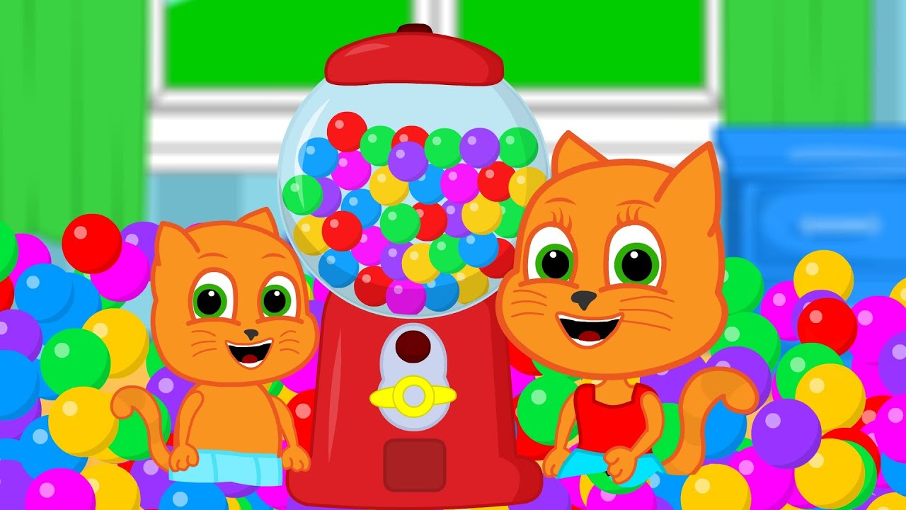🔴 Cats Family in English - Magic Gumball Machine Cartoon for Kids