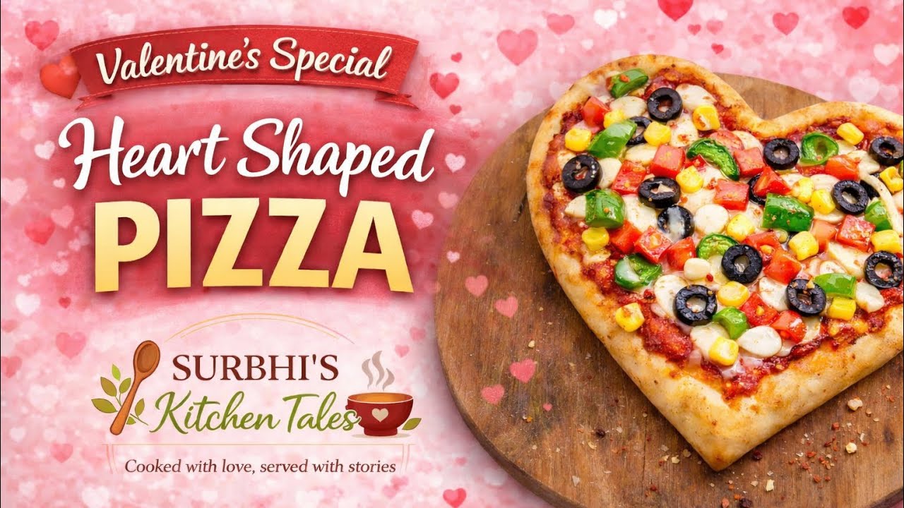 Heart Shaped Pizza for Valentine’s Day ❤️ | Easy Veg Pizza at Home # cutepizza #recipe
