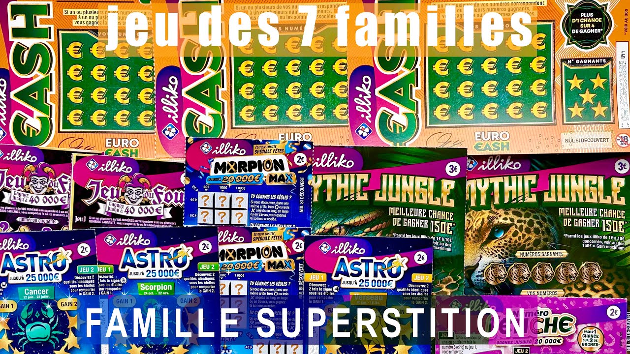 Famille Superstition - grattage serons nous envoutés ? jeu des 7 familles 🐼💰🍀