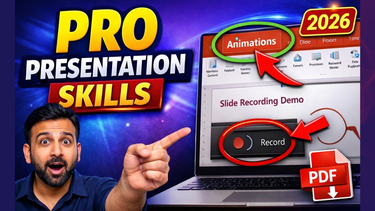 Learn PowerPoint Fast ⚡ Transitions, Animations, Recording, Printing & Export to PDF