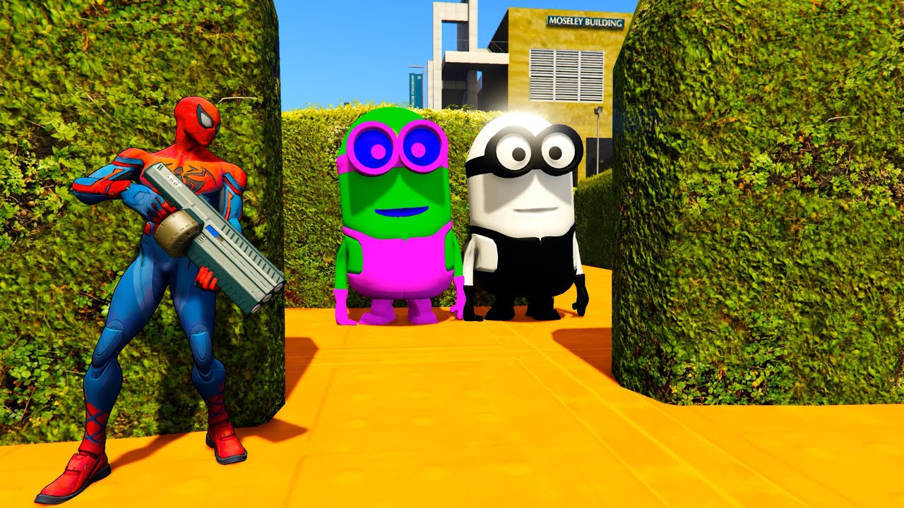 GTA 5 Funny Ragdoll Spiderman vs Blue Minion Epic Episode #3