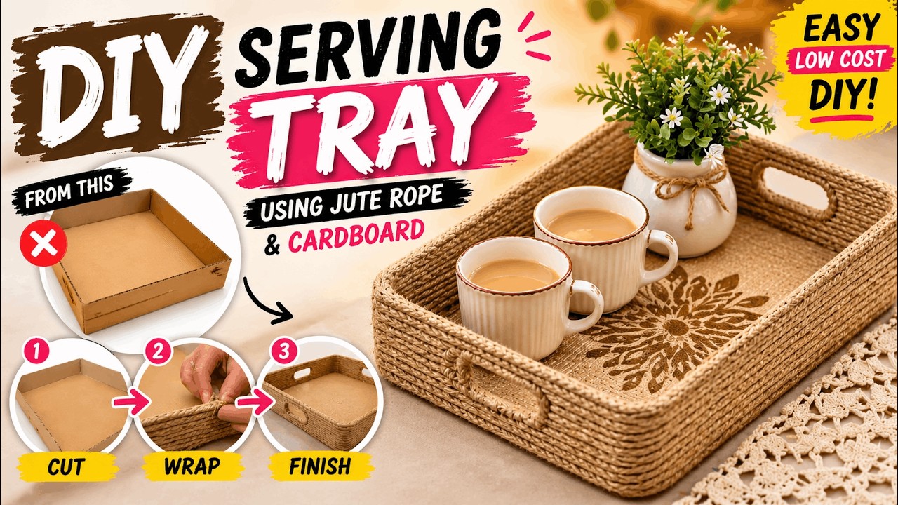 How to make serving tray using jute rope and cardboard