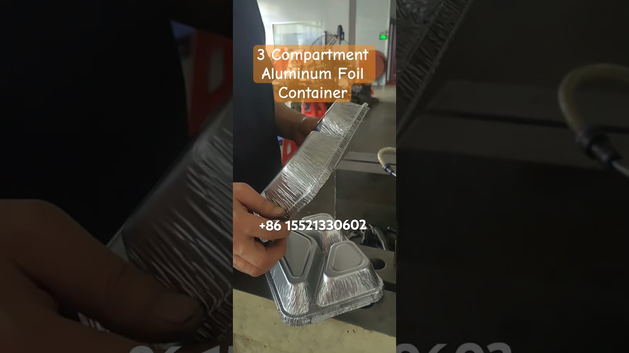 3 compartment aluminum foil tray making mould and machine #aluminiumfoil