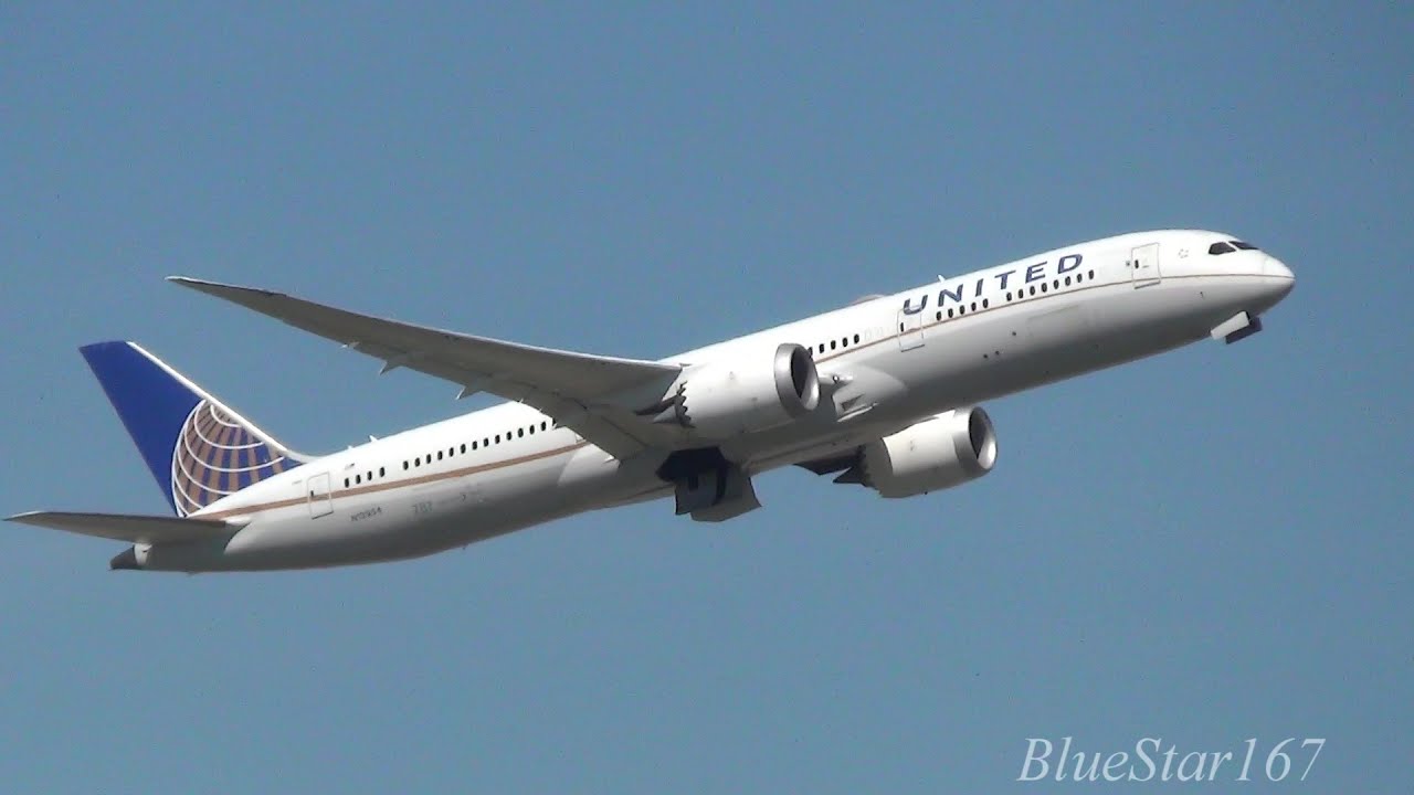 United Airlines Boeing 787-9 (N13954) takeoff from FRA/EDDF (Frankfurt - am Main) RWY 07C