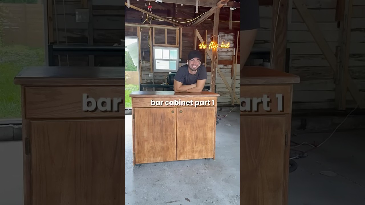 $50 thrift flip turned luxury bar cabinet 😮‍💨 wait for part 2 w/ custom tap! 