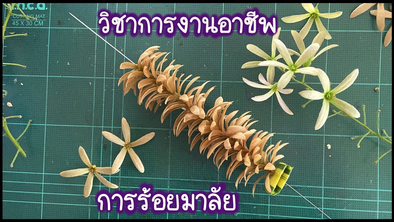 ร้อยมาลัย จากดอกพวงคราม ฝึกร้ายมาลัย วิชาการงานอาชีพ