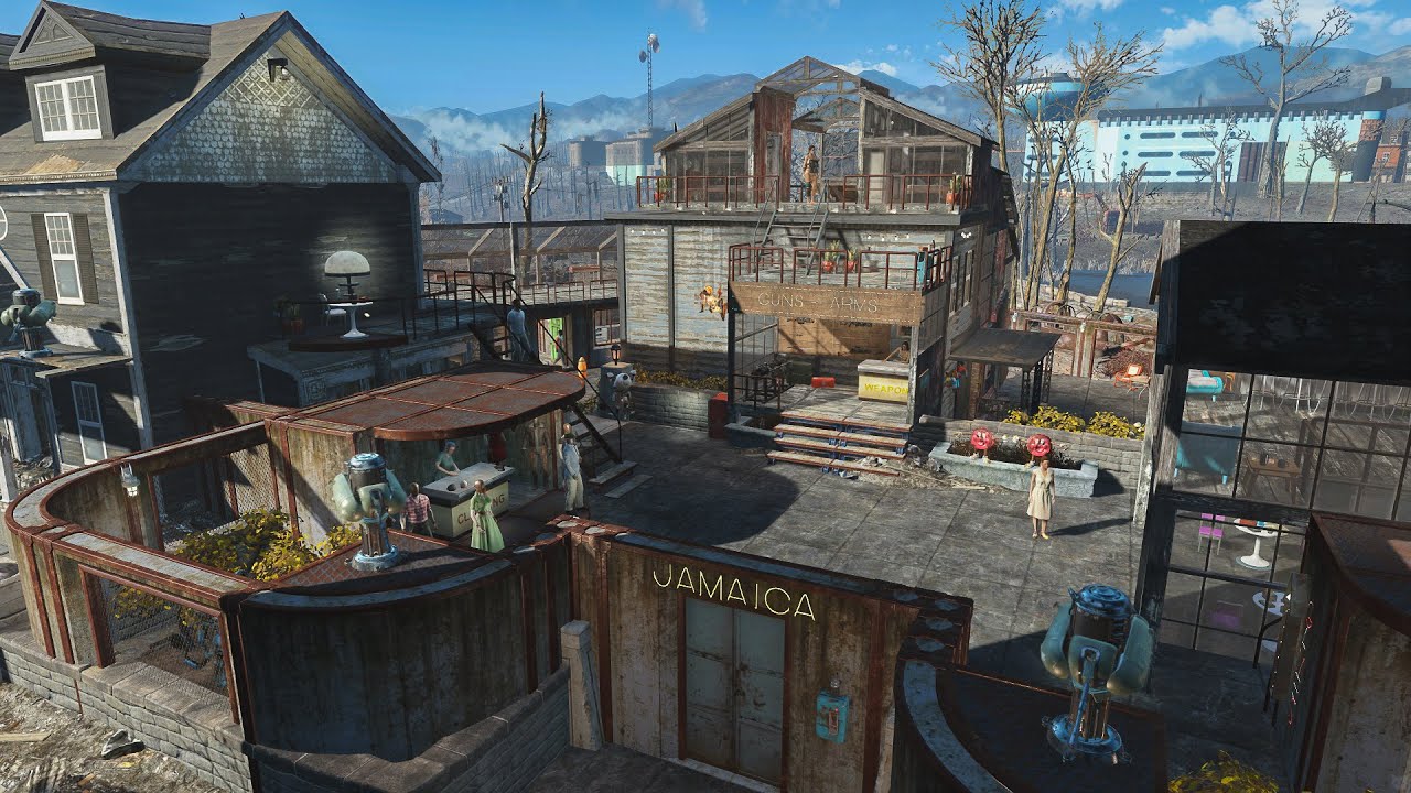 Fallout 4 - JAMAICA PLAIN 2.0 - Settlement build tour - NO MODS