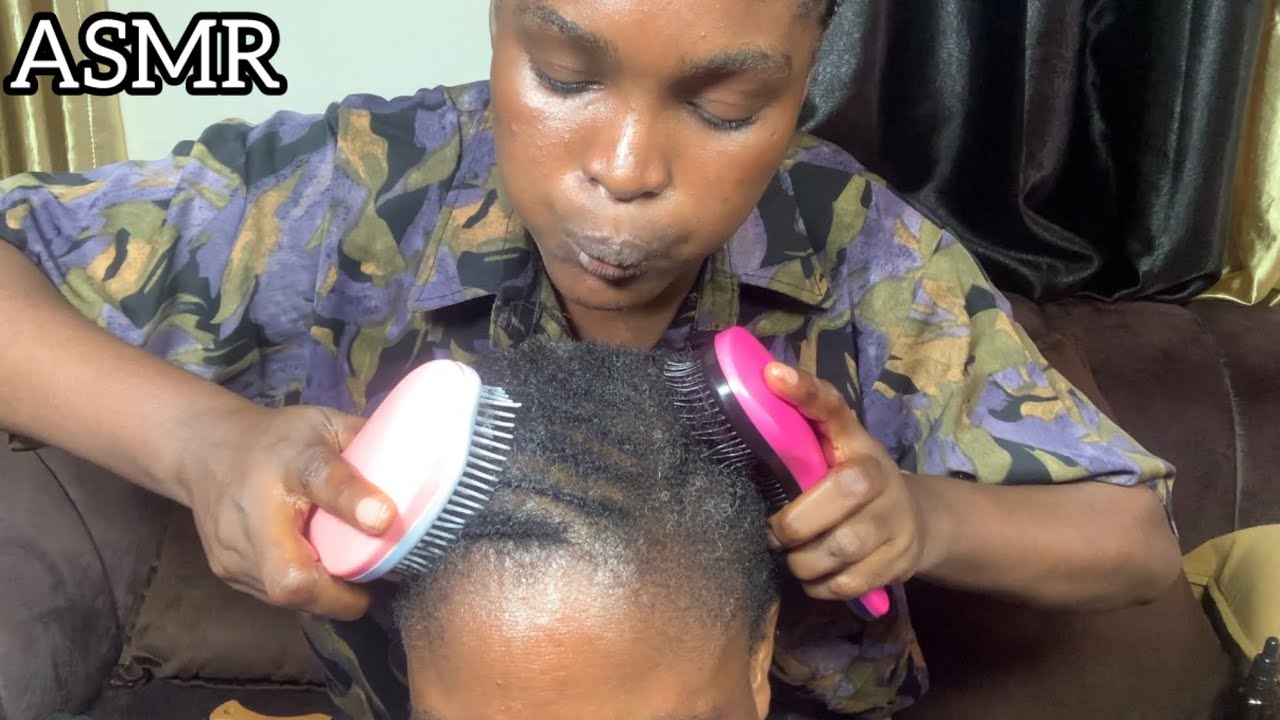 ASMR Attentive scalp scratching and blowing on my mom with satisfying sound for sleep and relaxation