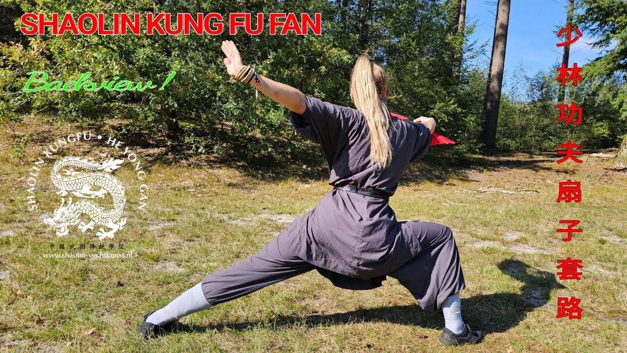 Shaolin Kung Fu Fan Form – Back View | Traditional Martial Arts 🪭🐉